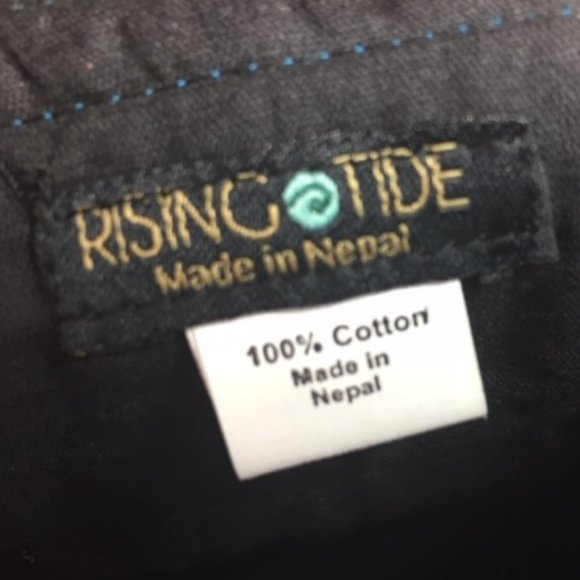 Rising Tide Boho Orange Blue Cotton Cross Body Shoulder Bag 7.5"x10" - Picture 3 of 7